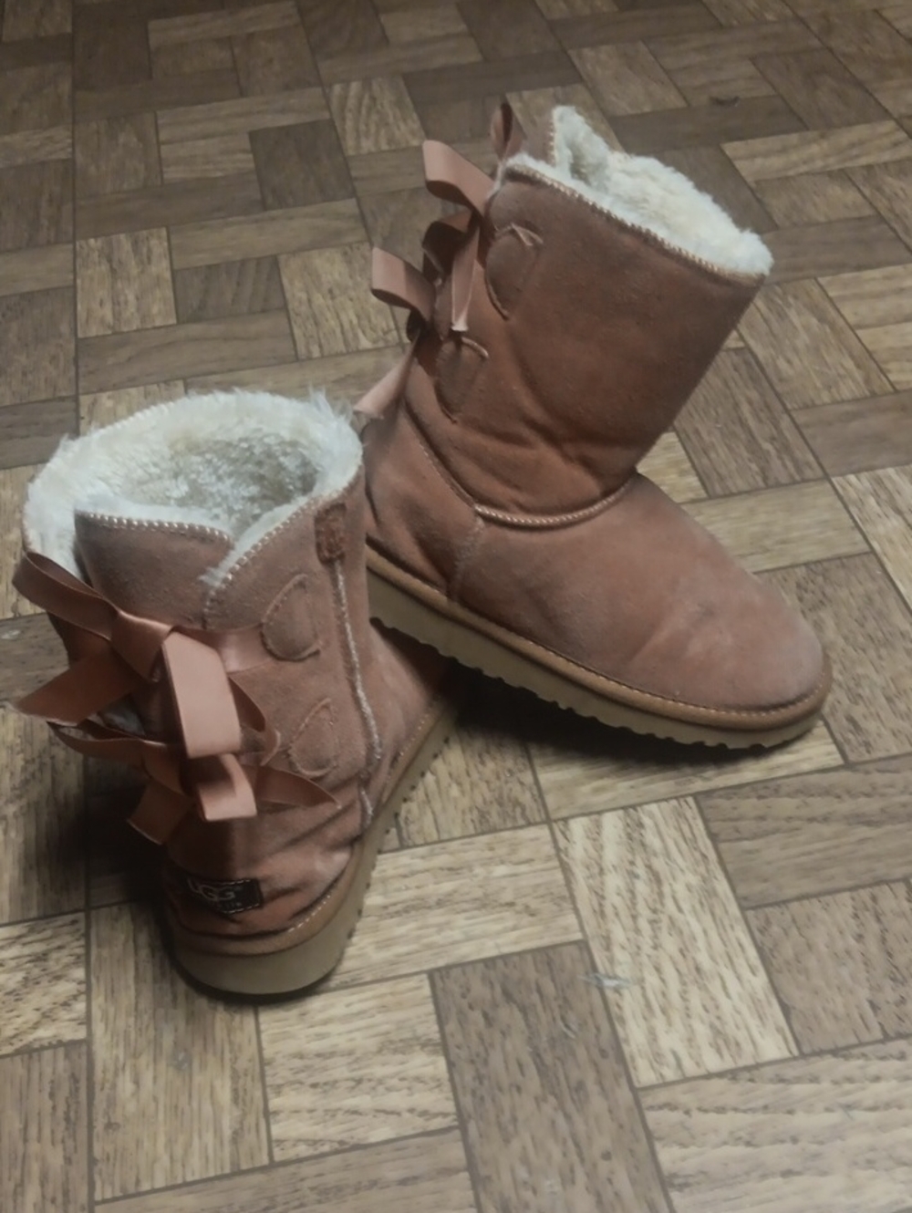 UGG Shearling-Lined Boots with Ribbon Bows